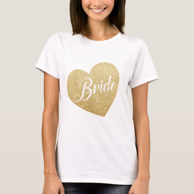 T-shirt Gold Parties scintillant Heart Bride FAB Top Class (Devant)