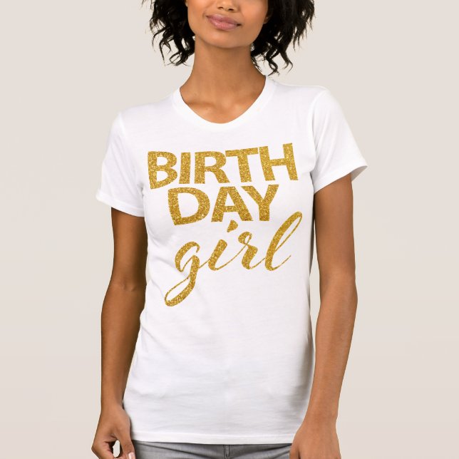 T-shirt Gold Sequins Anniversaire Girl Shirt (Devant)