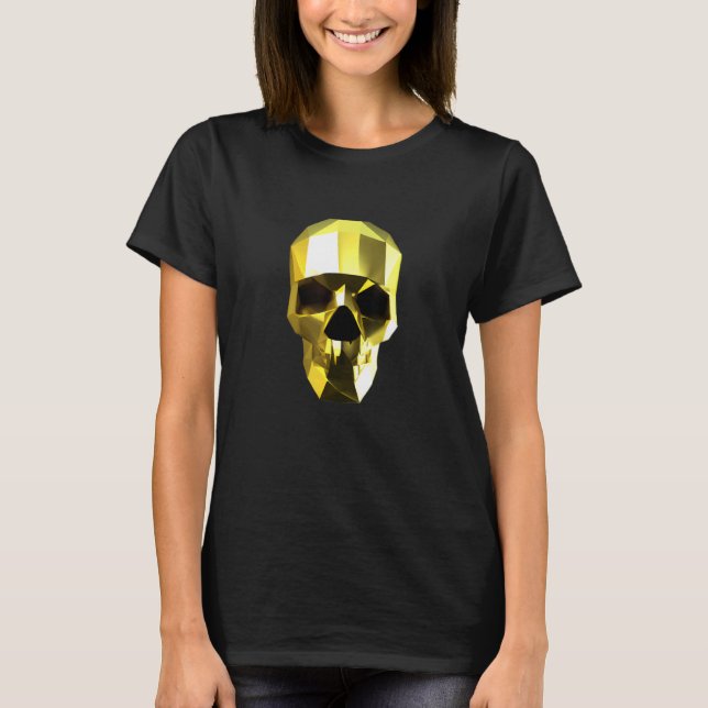 T-shirt Gold Skull made with origami papers all seasons (Devant)
