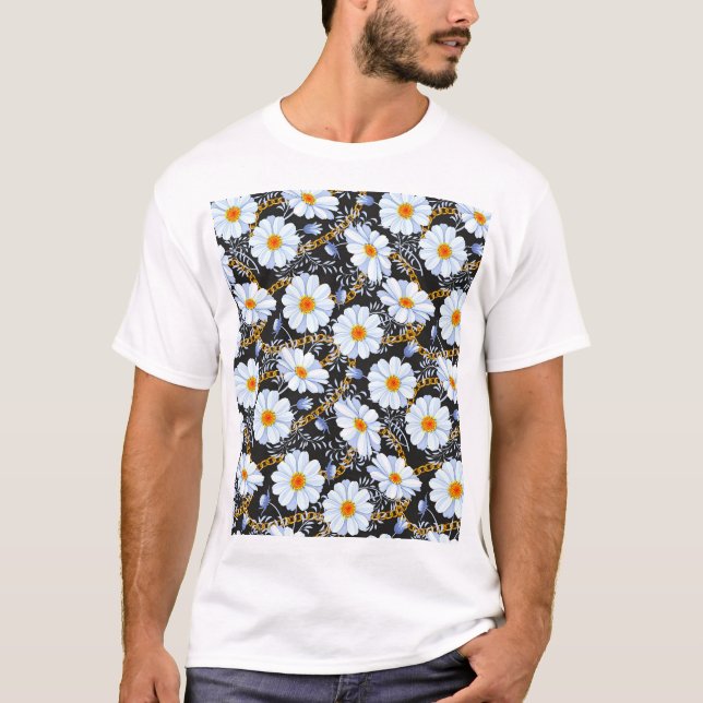 T-shirt Golden Baroque : Floral Chain Texture (Devant)