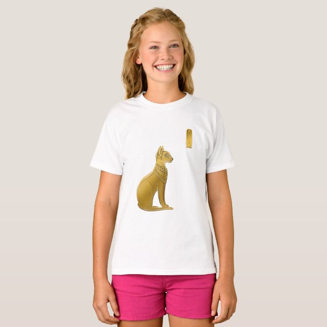 T-shirt Golden Bastet - Déesse égyptienne de la protection (Devant entier)