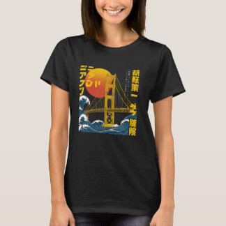 T-shirt Golden Bridge Style japonais Sunset California Bri
