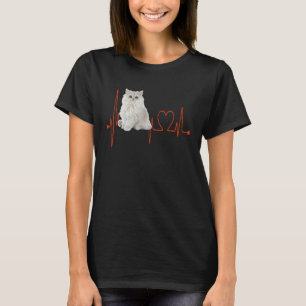 T-shirt Golden Chinchilla Perse Chat Heartbeat EKG I Love