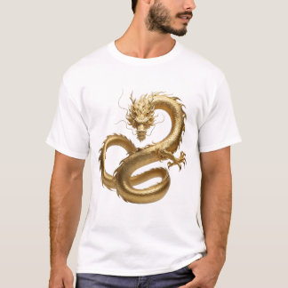 T-shirt Golden Chinese Dragon Art | Mythical Creature Fant