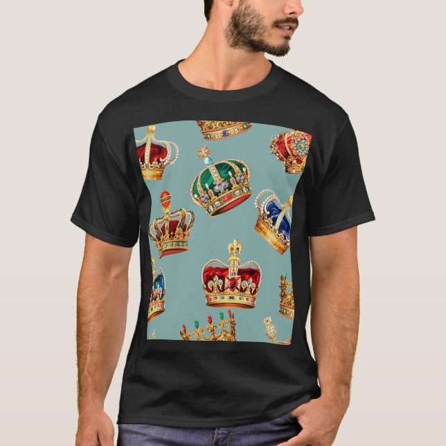 T-shirt Golden Crown Baroque Mode Texture (Devant)