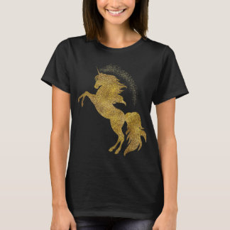 T-shirt Golden Cute Glitter Beautiful Unicorn T Gold Tee 8