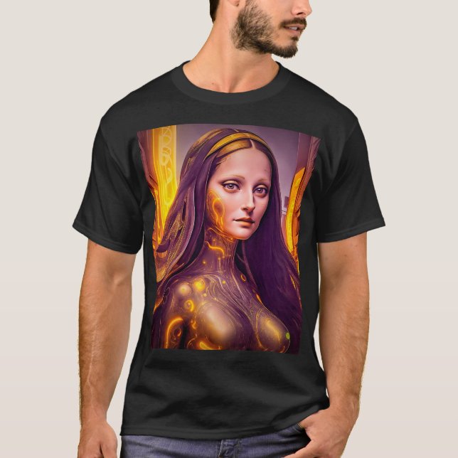 T-shirt Golden Cyborg Mona Lisa (Devant)