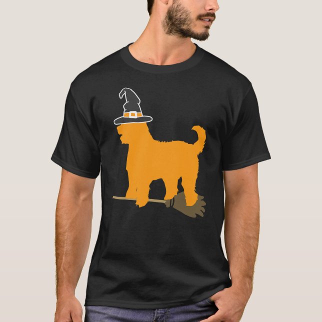T-shirt Golden Doodle Dog Halloween Witch (Devant)