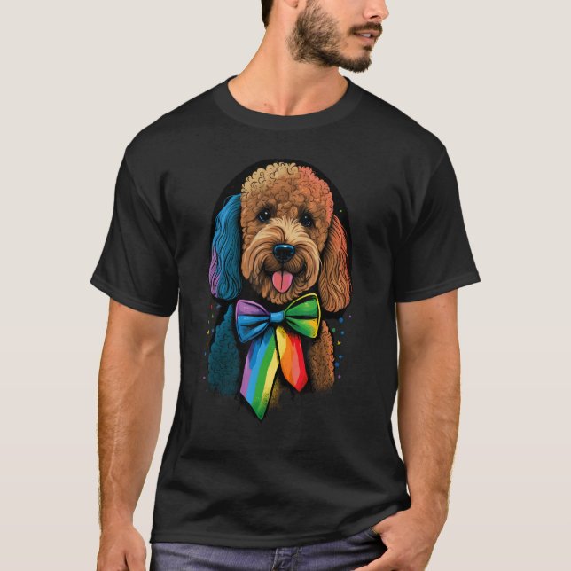 T-shirt Golden Doodle Gay Pride LGBT Rainbow Flag Goldendo (Devant)
