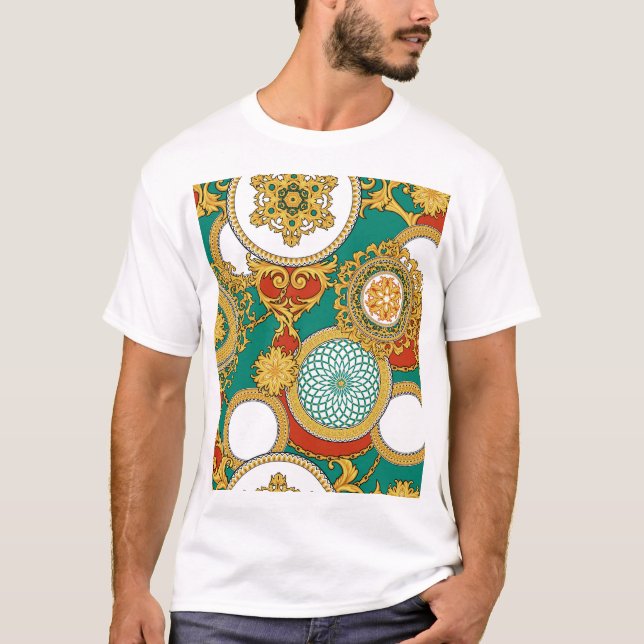 T-shirt Golden Elegant Arrière - plan arabesque (Devant)