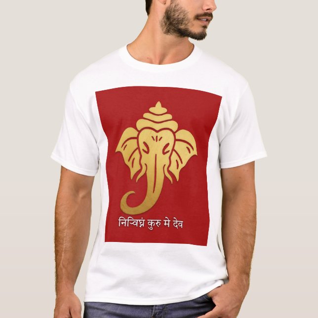 T-shirt Golden Ganesha - शु भा रं भ (Devant)