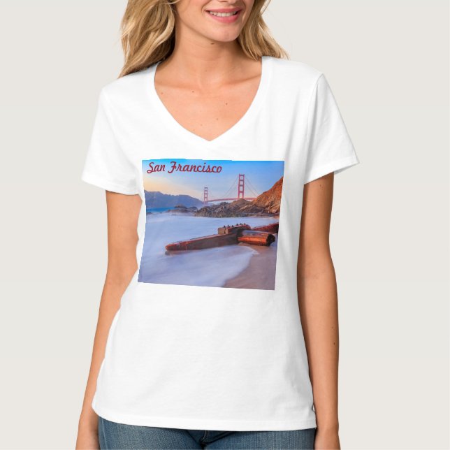 T-shirt Golden Gate Bridge à San Francisco, Baker Beach (Devant)