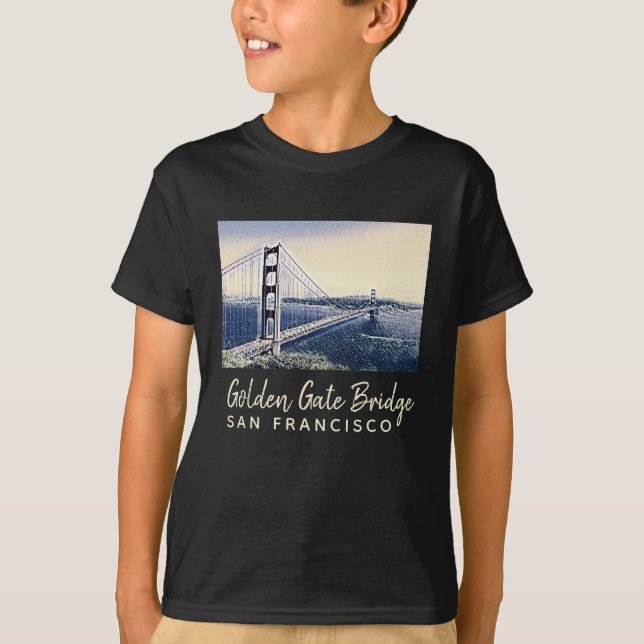 T-shirt Golden Gate Bridge San Francisco Watercolor Art (Devant)