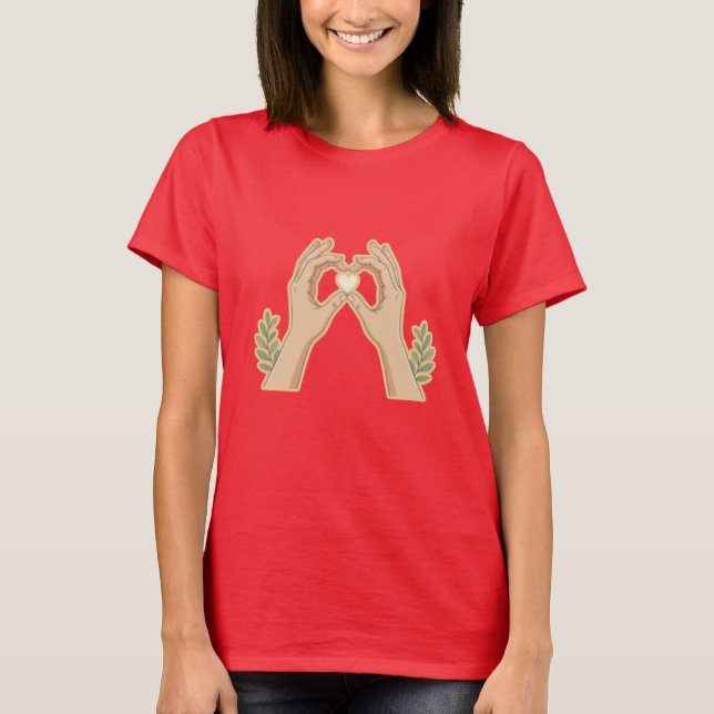 T-shirt Golden Hands Heart – Cute Family-Friendly Cartoon  (Devant)
