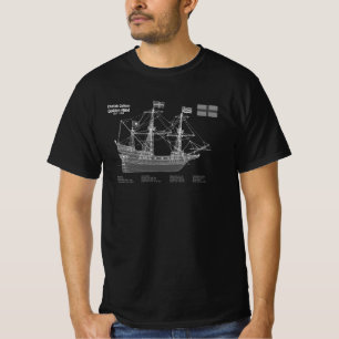 T-shirt Golden Hind - Plan directeur des navires ABD