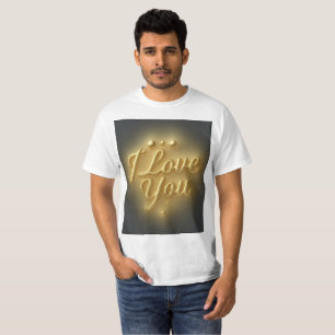 T-Shirt Golden I Love You Cadeau Romantique pour C