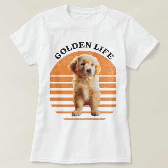 T-shirt Golden Life : adorable chiot doré (Design devant)