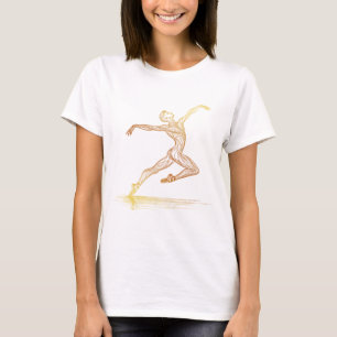 T-shirt Golden Line Art Ballet Dancer Illustration élégant