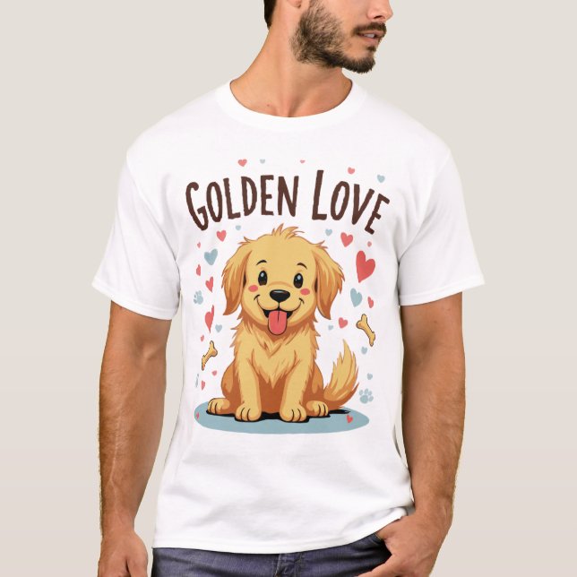 T-shirt Golden Love - Adorable Golden Retriever (Devant)