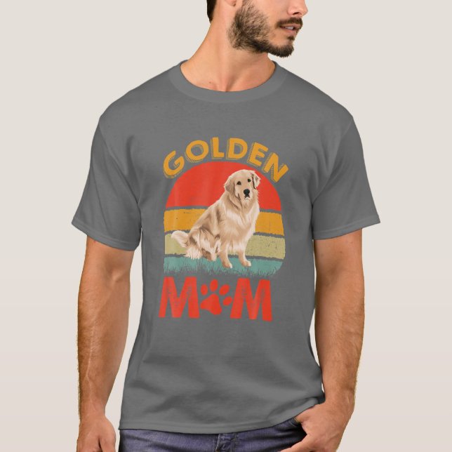 T-shirt Golden Mom Retro Sunset Golden Retriever Lover Chi (Devant)