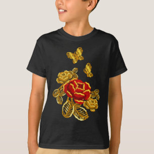 T-shirt Golden Red Butterfly Plante Florist Cadeau