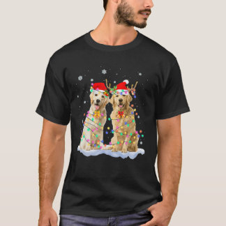 T-shirt Golden Retrier Noël Santa Hat Reindeer Ligh