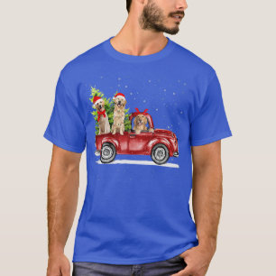 T-shirt Golden Retrier Père Noël Red Truck neige Noël Tr