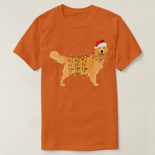 T-shirt Golden Retriers Noël Lumière Joyeux Noël Chien Lo (Design devant)