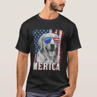 T-shirt Golden Retriever 4 juillet Drapeau américain Chien