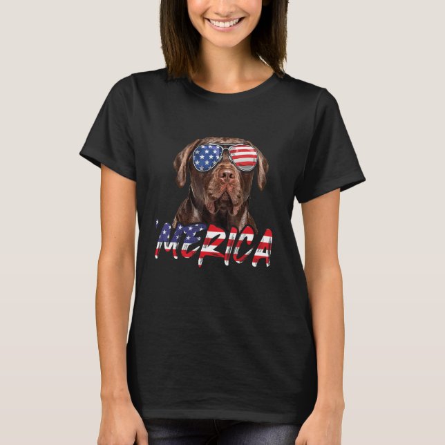 T-shirt Golden Retriever 4th of July Merica American Flag  (Devant)