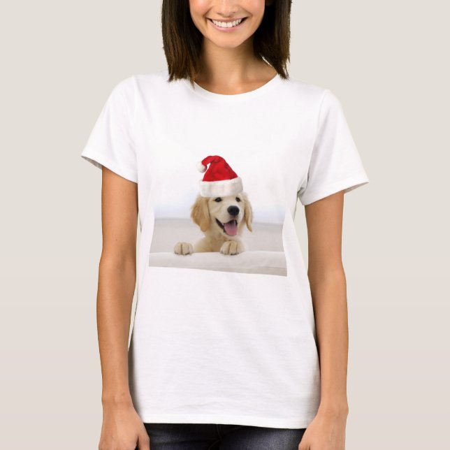 T-shirt Golden Retriever À Santa Hat T Shirts (Devant)