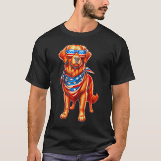 T-shirt Golden Retriever Américain Drapeau Usa Amérique 4E