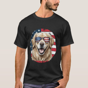 T-shirt Golden Retriever Américain Drapeau USA Patriotique