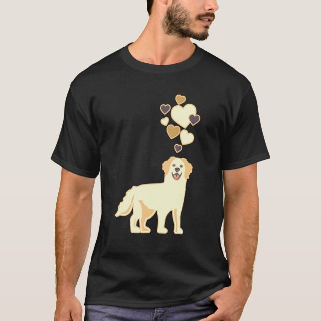 T-shirt Golden Retriever Avec des Cœurs (Devant)