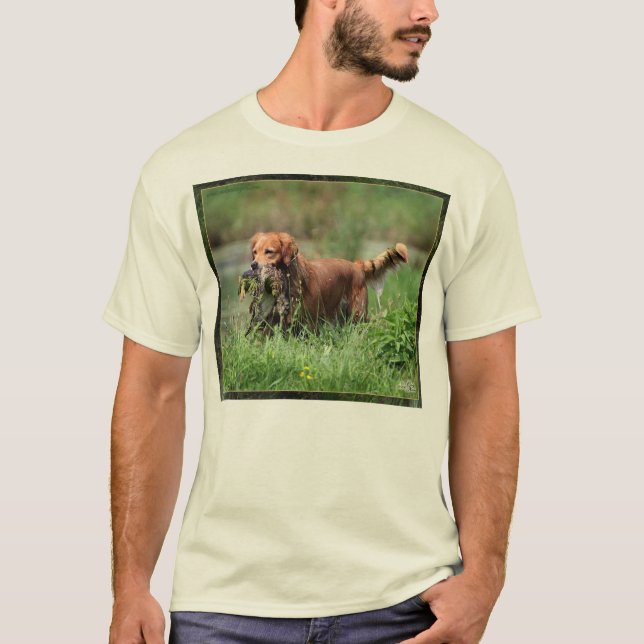 T-shirt Golden retriever avec la chemise de canard de (Devant)