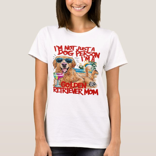 T-shirt Golden Retriever avec lunettes de soleil et un ver (Devant)