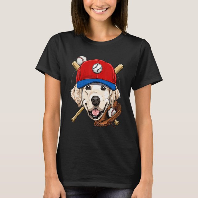 T-shirt Golden Retriever Baseball Player Coaches Catcher D (Devant)