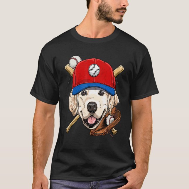 T-shirt Golden Retriever Baseball Player Coaches Catcher D (Devant)