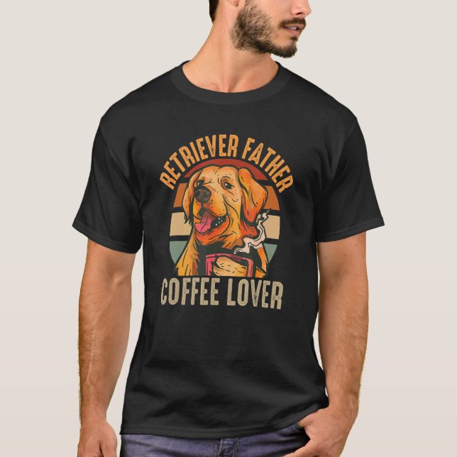 T-shirt Golden Retriever buvant du café (Devant)