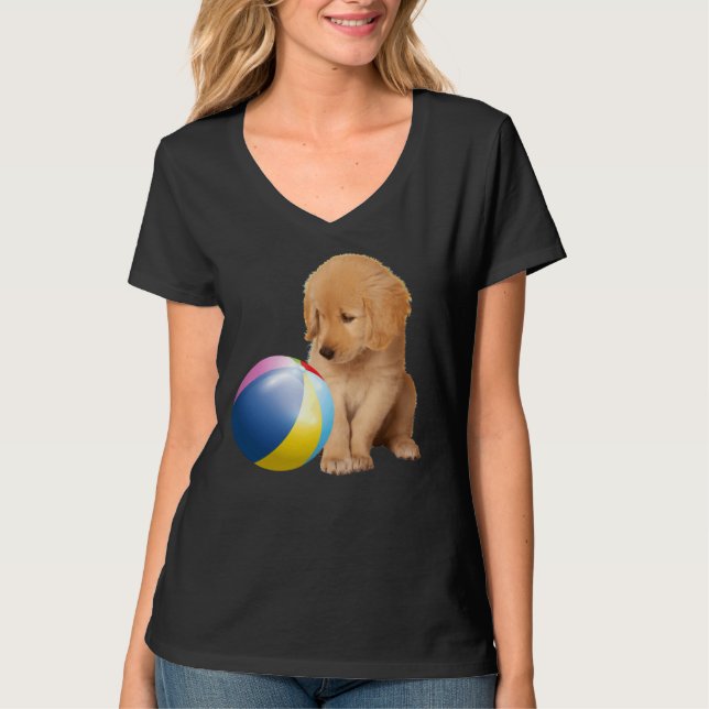 T-shirt Golden Retriever Chien Animal Et Balle Labrador Ch (Devant)