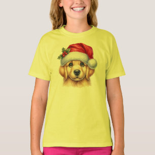 T-shirt Golden Retriever Chien avec le Père Noël Style-825