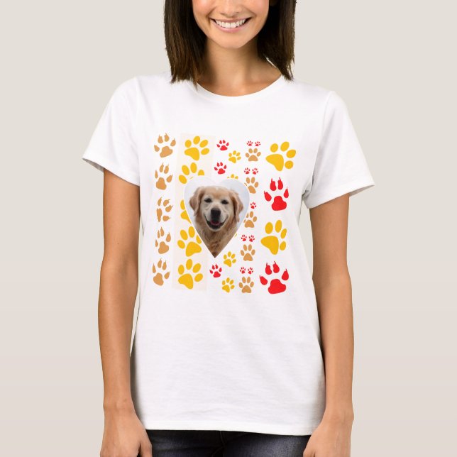 T-shirt Golden Retriever Chien Coeurs Pâtes Imprimer (Devant)