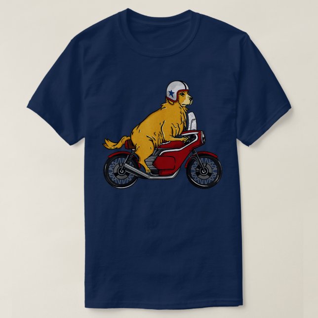 T-shirt Golden Retriever Chien équitation Moto (Design devant)
