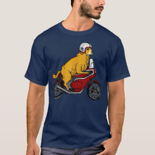 T-shirt Golden Retriever Chien équitation Moto