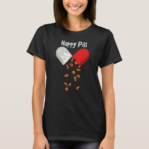 T-shirt Golden Retriever Chien Happy Pill Maman Papa