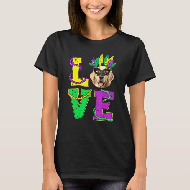 T-shirt Golden Retriever Chien I Love Puppy Mardi Gras Men (Devant)