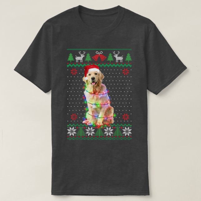 T-shirt Golden Retriever Chien laide doux Noël Chiot (Design devant)