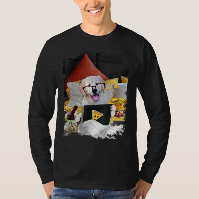 T-shirt Golden Retriever Chien Lit Ordinateur portable Crè (Devant)