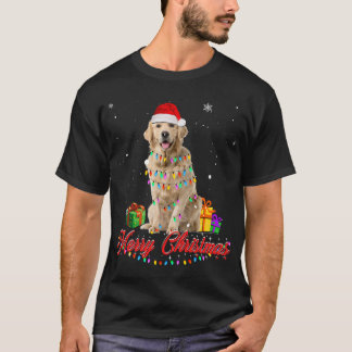 T-shirt Golden Retriever Chien Noël Tee Père Noël Noël