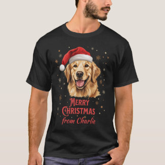 T-shirt Golden Retriever Chien Père Noël Joyeux Noël